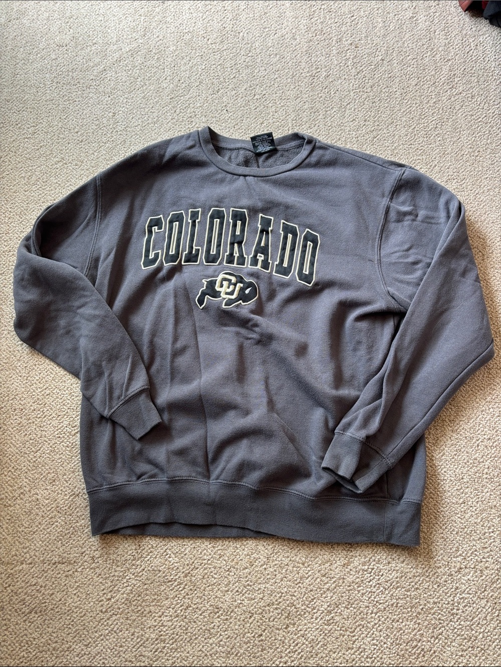 Colosseum Colorado Crewneck Sweatshirt - Charcoal with Cream Trim